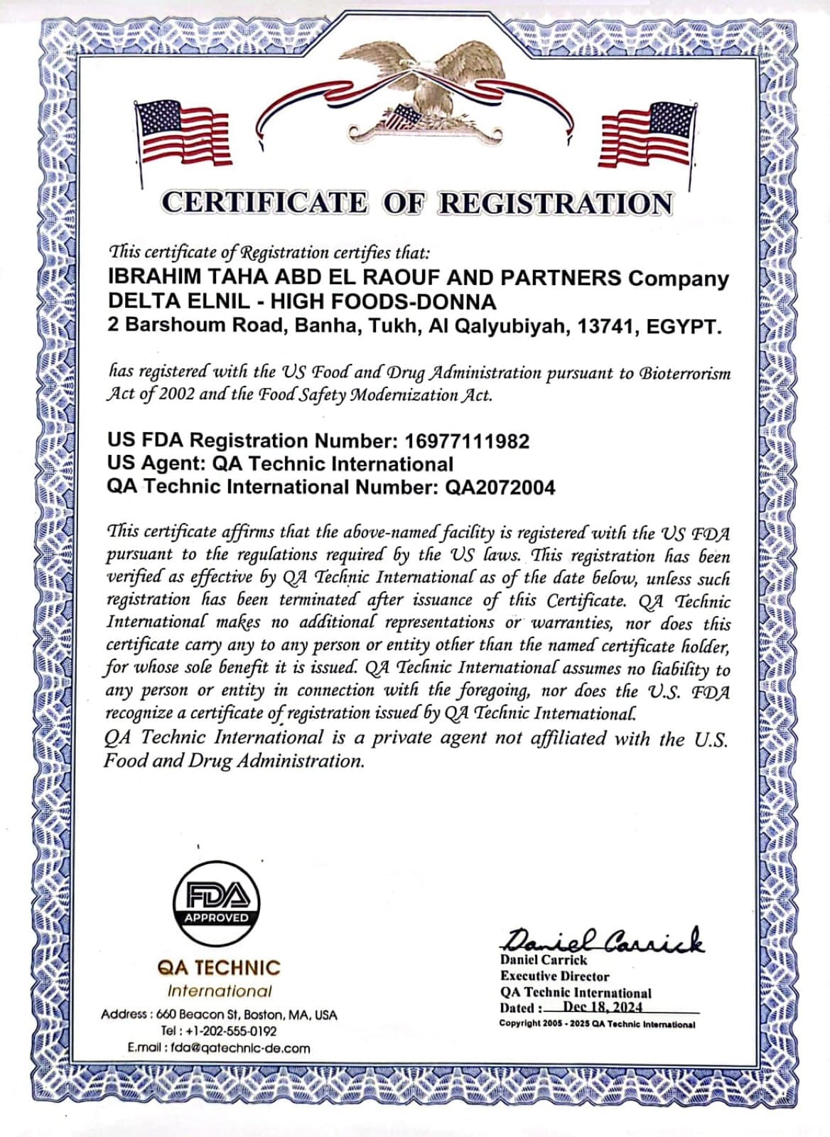 US FDA Registration