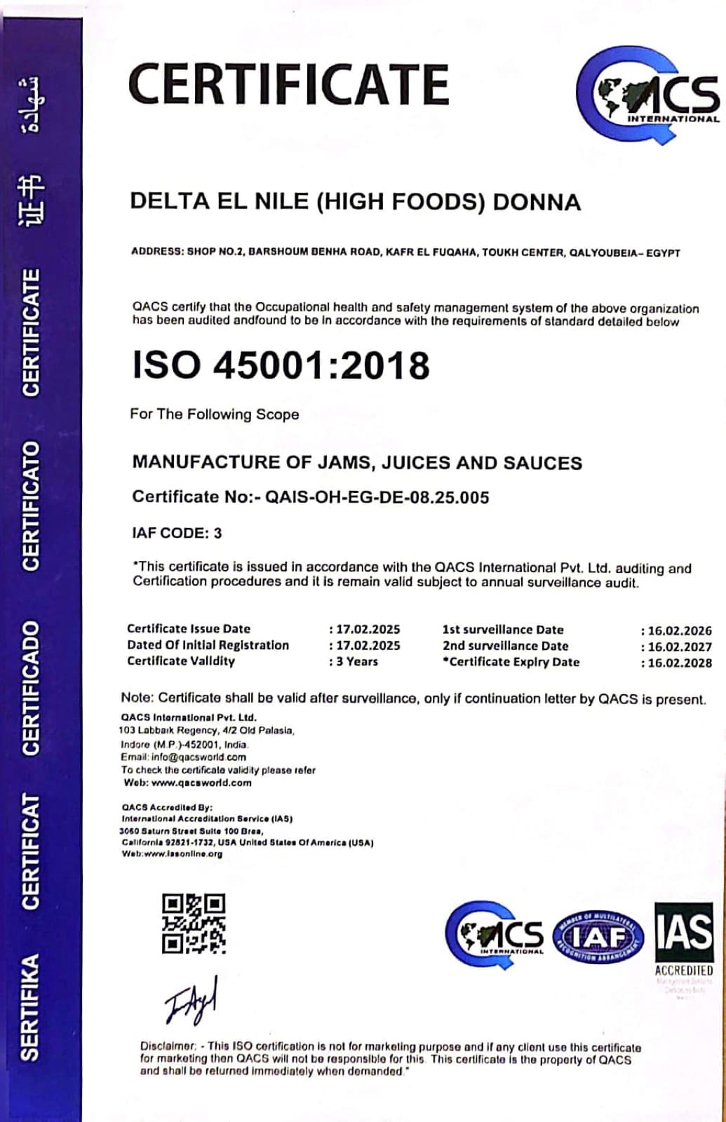 ISO 45001:2018 — Health & Safety